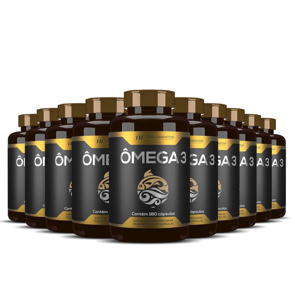Ômega 3 Óleo De Peixe Premium Hf Suplementos 180 Caps com 10
