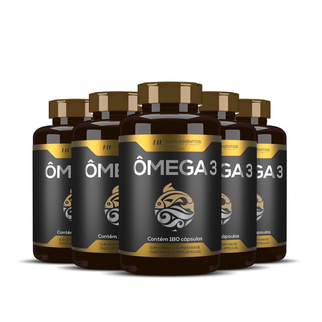 Ômega 3 Óleo De Peixe Premium Hf Suplementos 180 Caps com 5