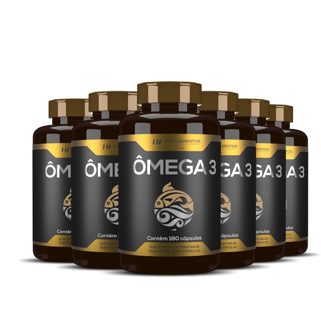 Ômega 3 Óleo De Peixe Premium Hf Suplementos 180 Caps com 6