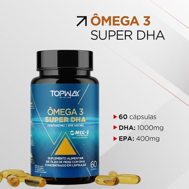 Ômega 3 Super Dha 1000Mg Pote 60 Capsulas Suplemento Topway