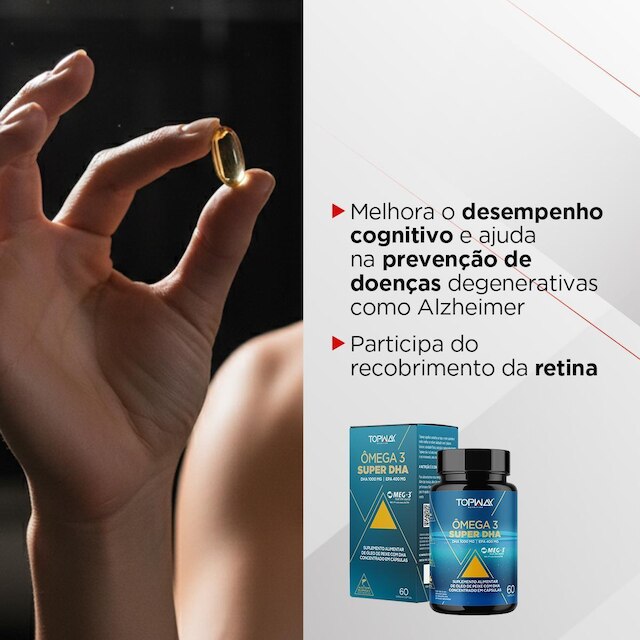 Ômega 3 Super Dha 1000Mg Pote 60 Capsulas Suplemento Topway