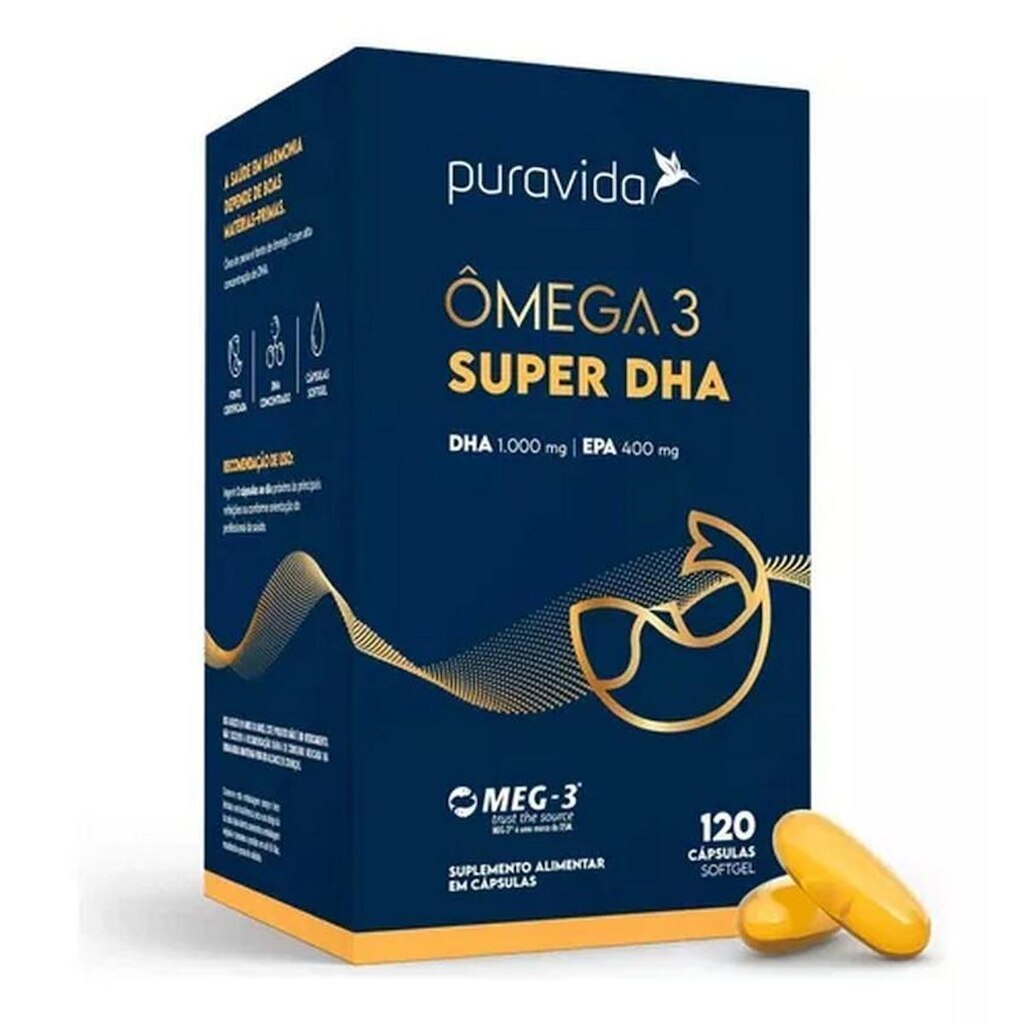 Ômega 3 Super Dha Concentrado - 120 Caps 60 Doses - Puravida