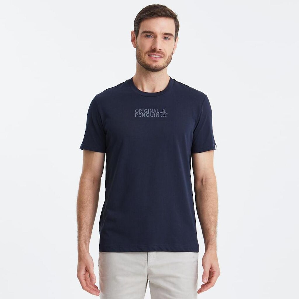 Original Penguin Camiseta Estampada Silk Marinho Original Penguin