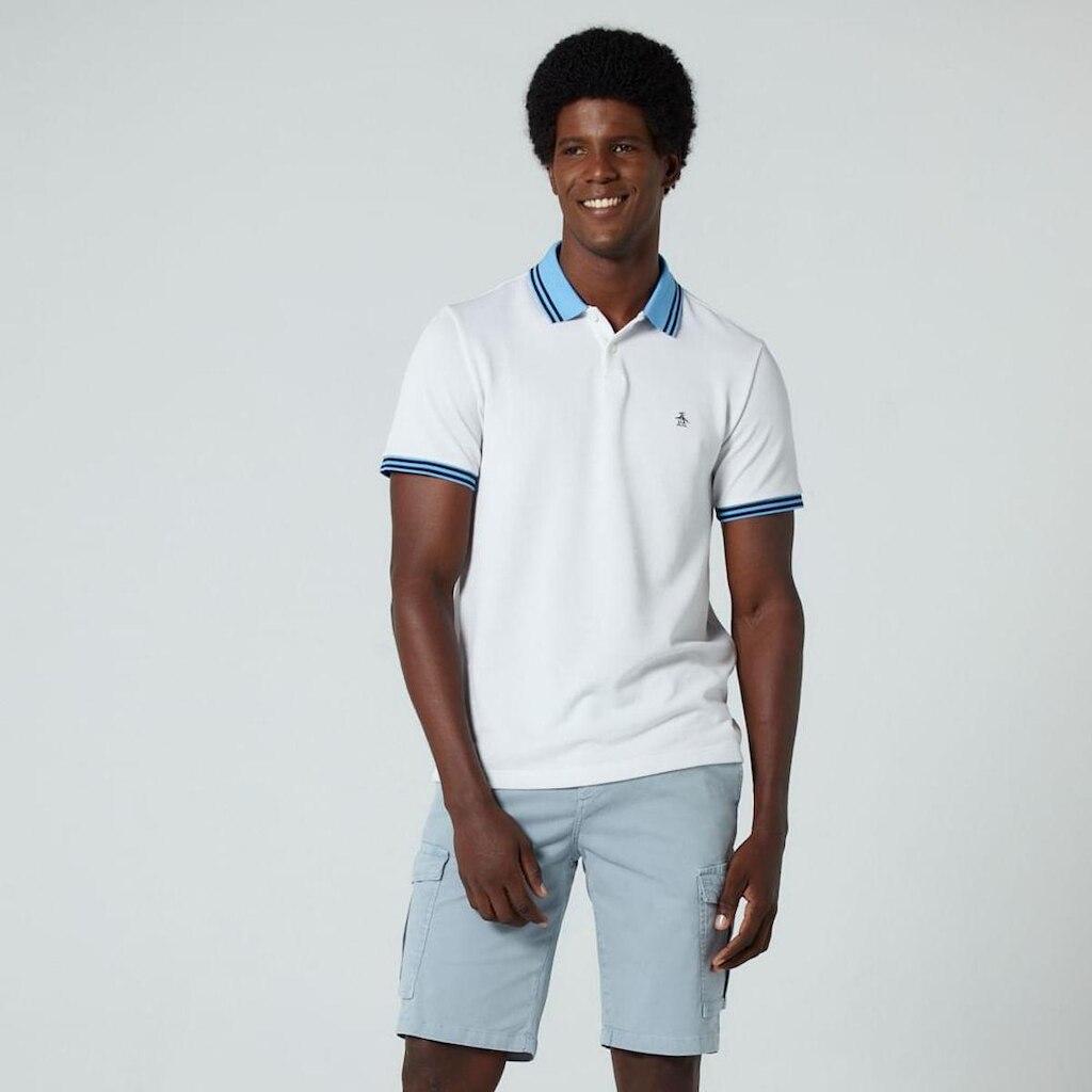 Original Penguin Polo Piquet Binado Branca Original Penguin