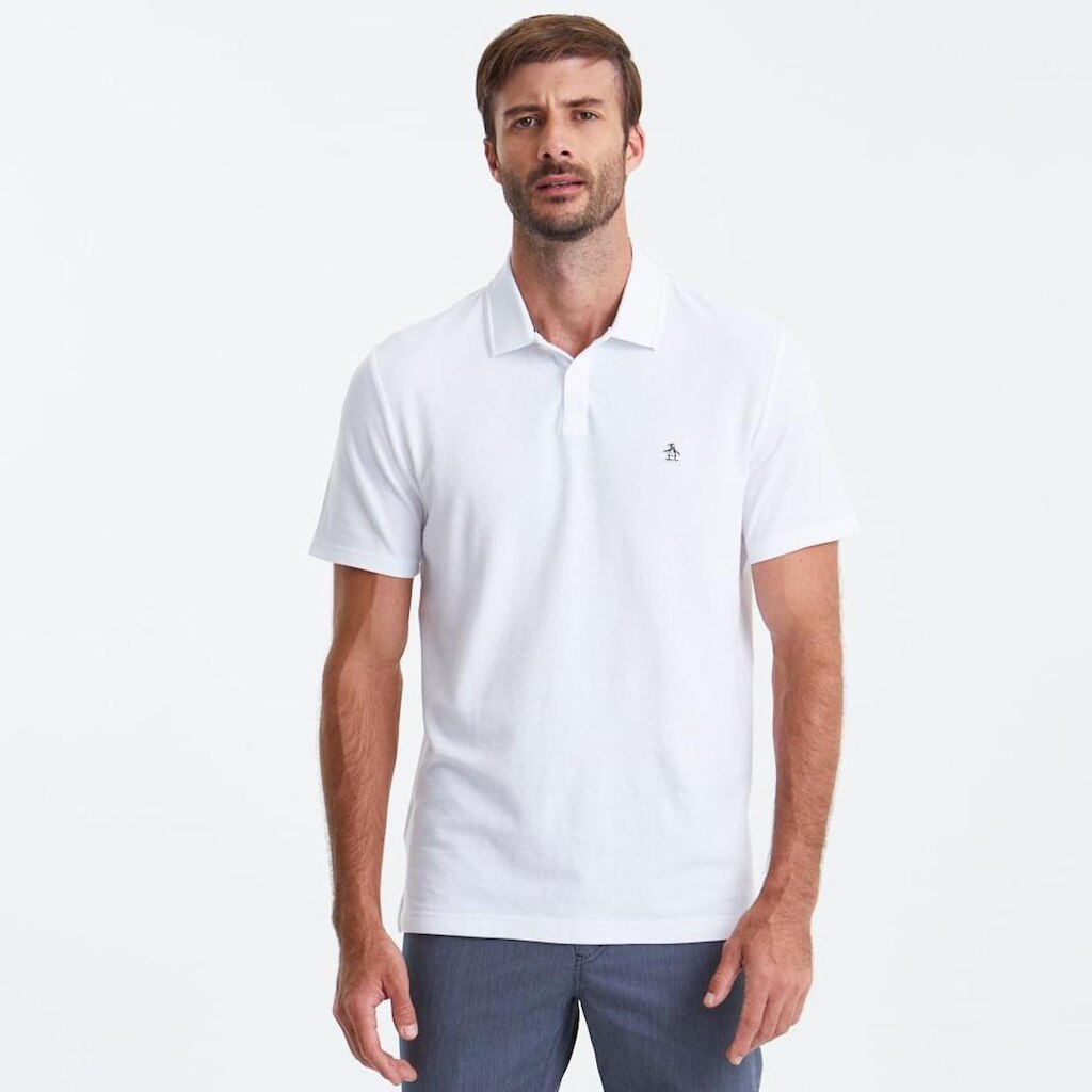 Original Penguin Polo Piquet lisa Patch Branca Original Penguin