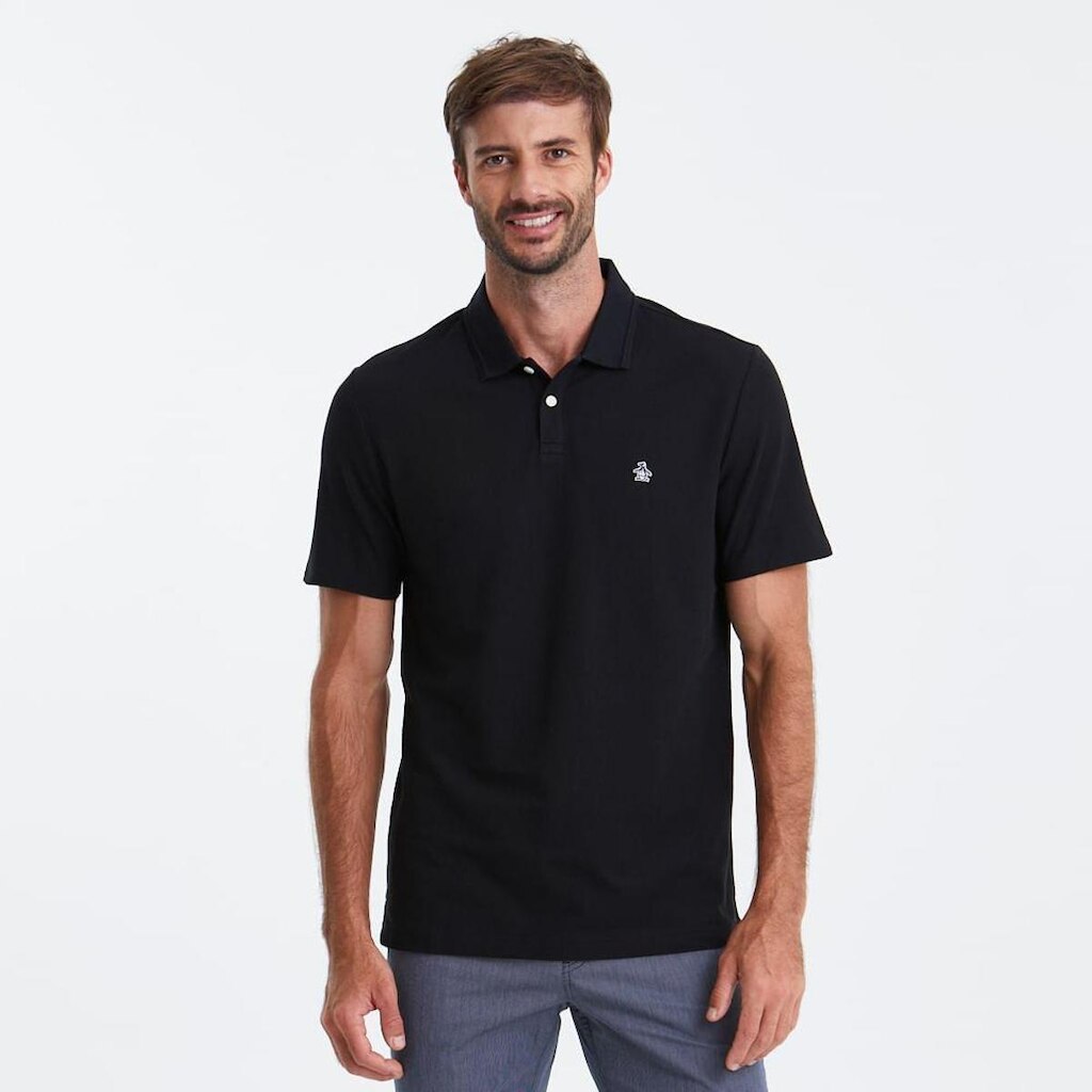 Original Penguin Polo Piquet lisa Patch Preto Original Penguin