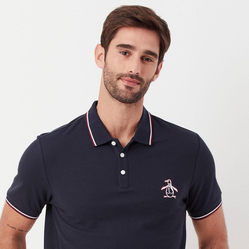 Original Penguin Polo Piquet Mega Patch Marinho Original Penguin