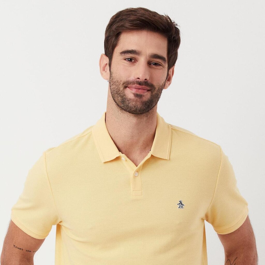 Original Penguin Polo Piquet Patch Amarela Original Penguin