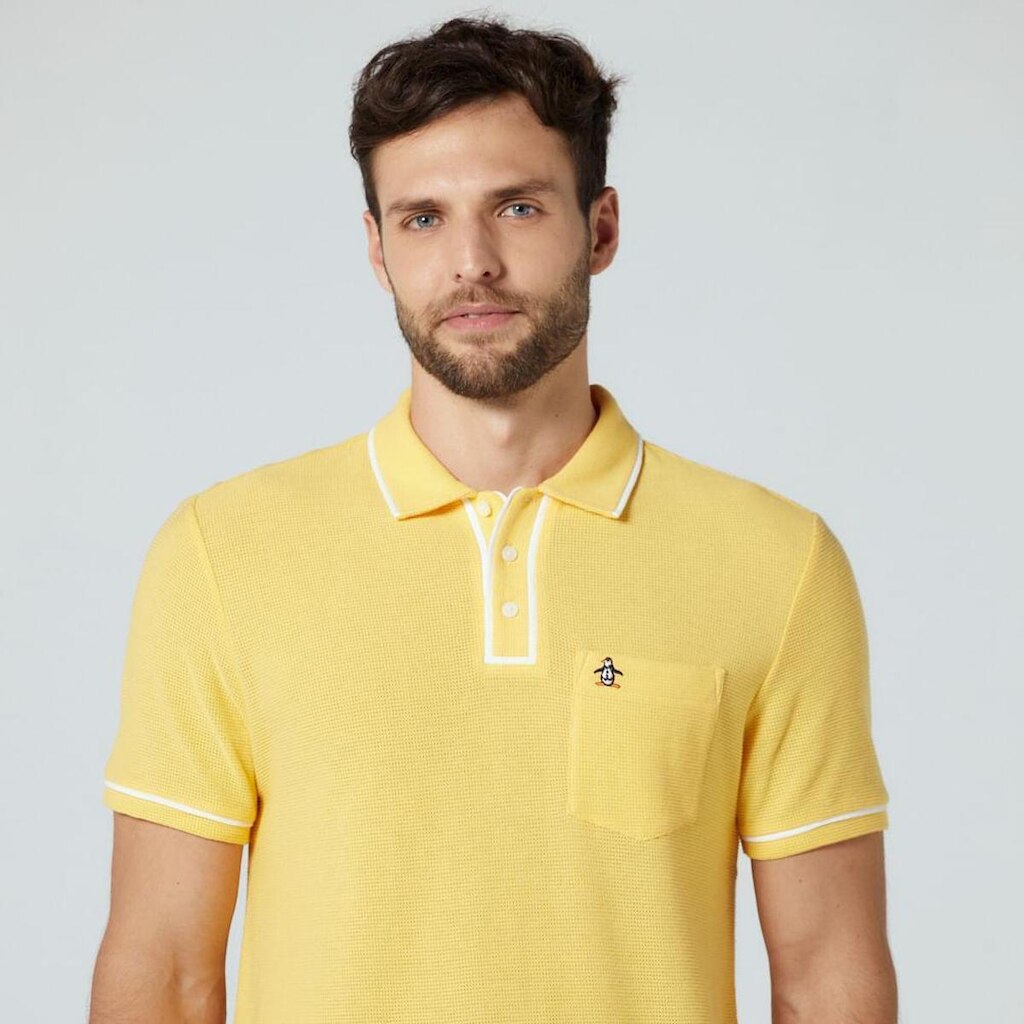 Original Penguin Polo Quadrile Amarela Original Penguin