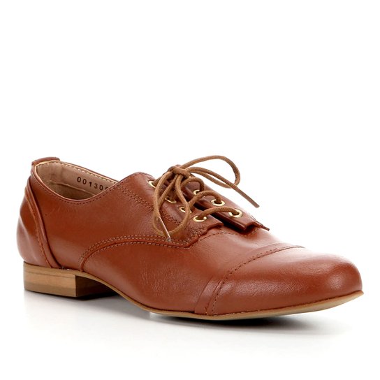 Oxford Couro Shoestock Basic Confort Feminina - Caramelo Menor preço em Oxford Couro Shoestock Basic Confort Feminina - Caramelo
