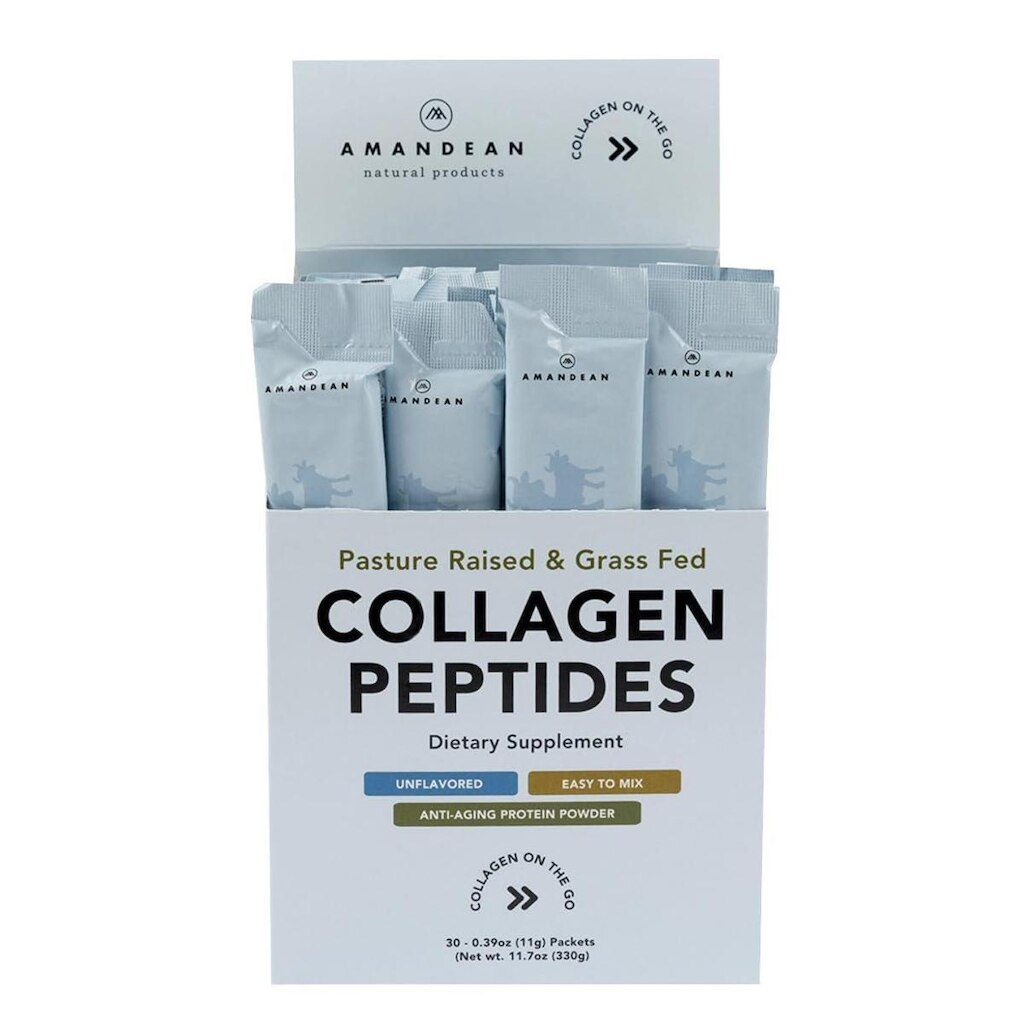 Pacotes de peptídeos de colágeno em pó AMANDEAN 30 Stick Packs