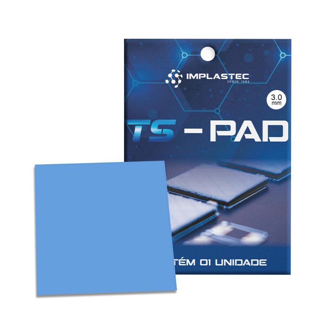Pad Térmico Implastec TS PAD - 100x100x3.0mm - PATSPAD30