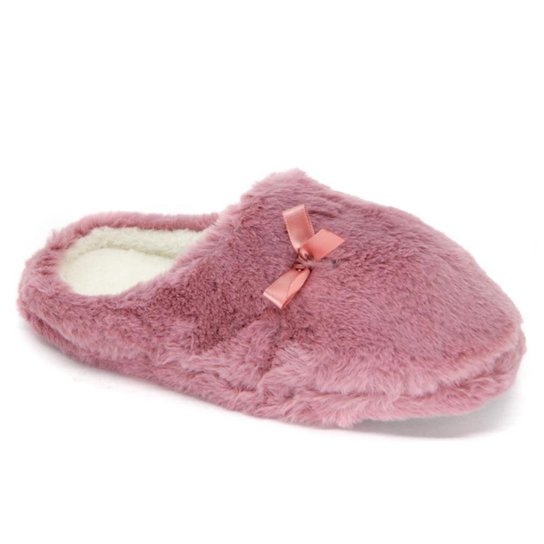 Pantufa Feminina Fechada Europa Laço Felpuda - Rosa Menor preço em Pantufa Feminina Fechada Europa Laço Felpuda - Rosa