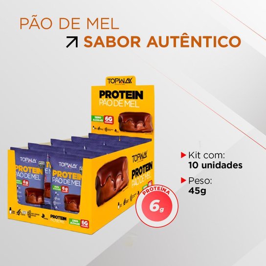 Pão De Mel Protein Proteíco 45G Topway Embalagem Com 10Un
