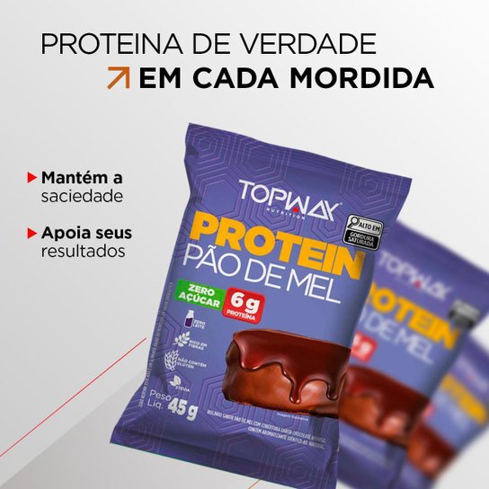 Pão De Mel Protein Proteíco 45G Topway Embalagem Com 10Un