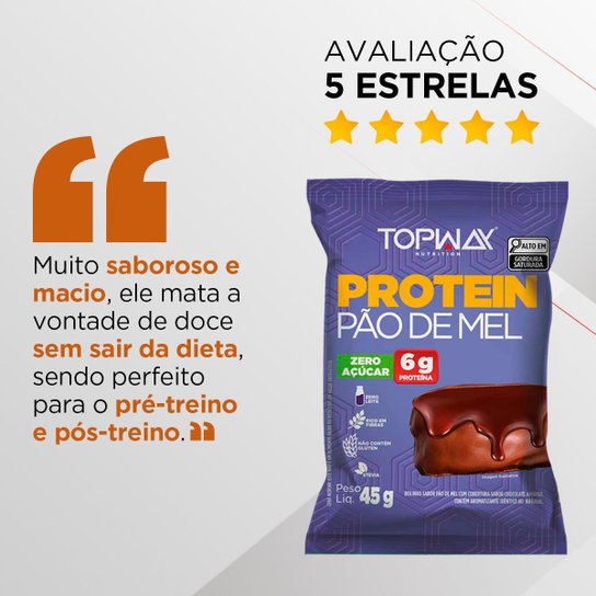 Pão De Mel Protein Proteíco 45G Topway Embalagem Com 10Un