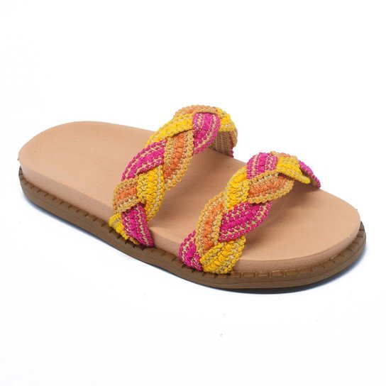 Papete Feminina Sandália Tiras Conforto Anatômica Antiderrapante - Amarelo Menor preço em Papete Feminina Sandália Tiras Conforto Anatômica Antiderrapante - Amarelo