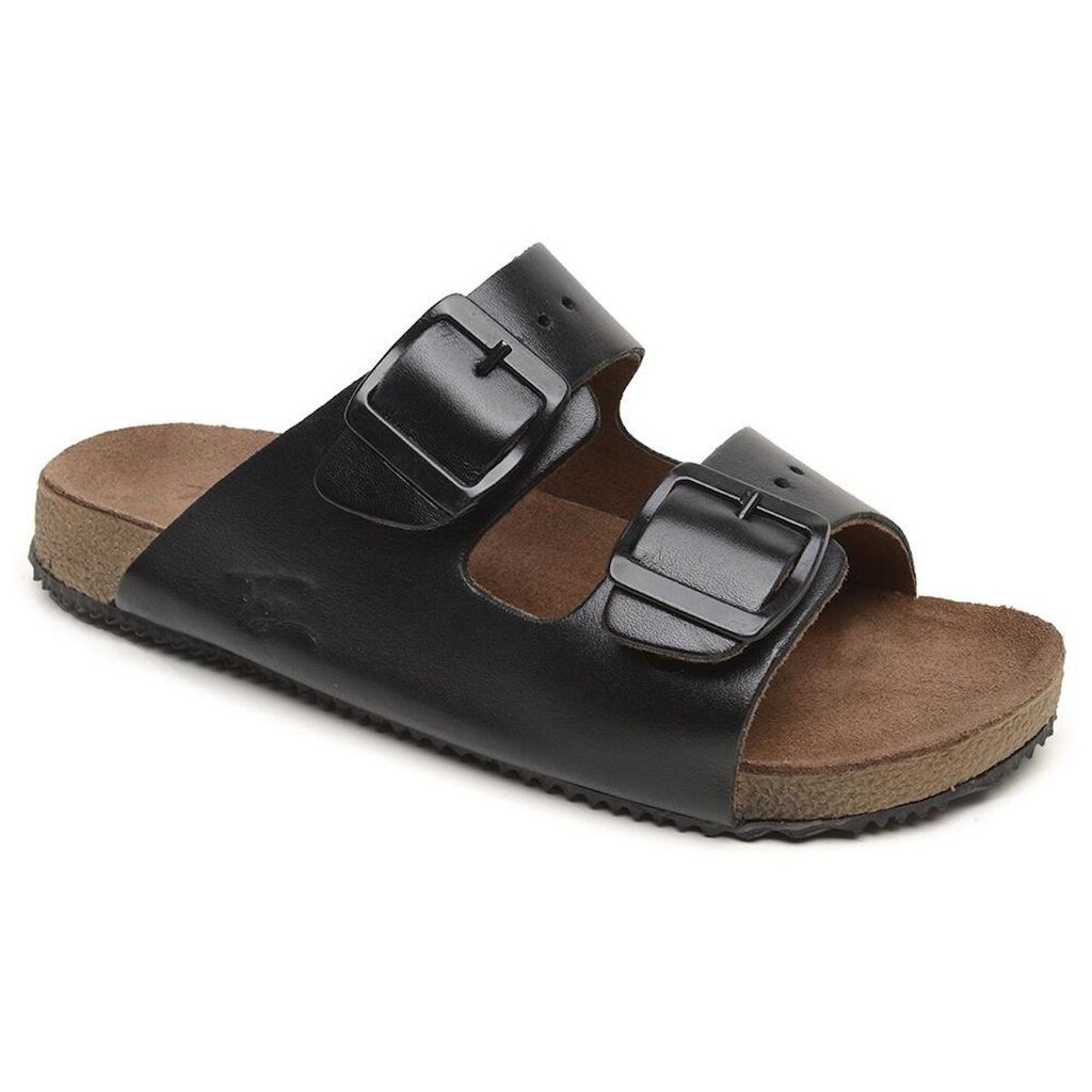 Papete Slide Couro Legítimo Casual Macia Fivela Ajustável Solado Leve