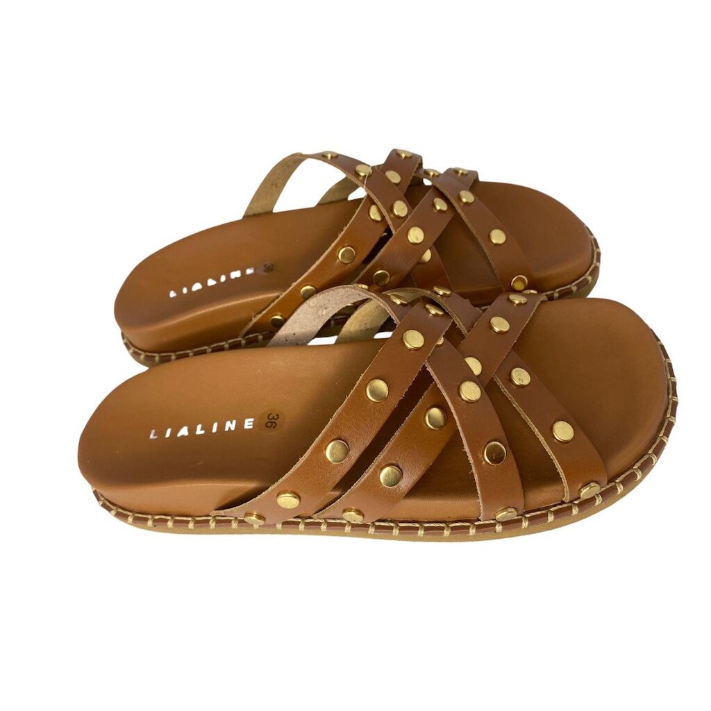 Papeti Feminina Lia Line Camel em Couro