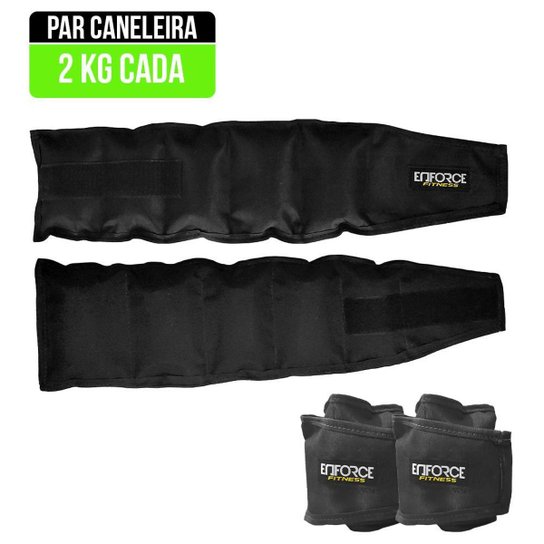 Par Caneleira com Peso Ginástica 2 Kg Enforce Fitness - Preto