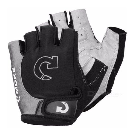 Par de Luvas Meio Dedo Acolchoada - Preto+Cinza Menor preço em Par de Luvas Meio Dedo Acolchoada - Preto+Cinza