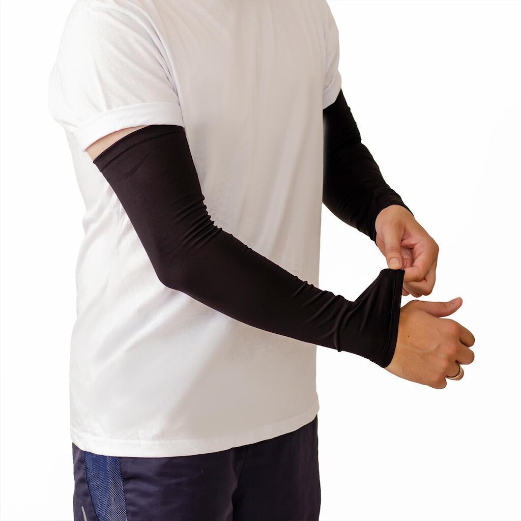 Par Manguito Longo UV Mangote de Braço com Proteção Solar Térmico Manga Protetora do Sol
