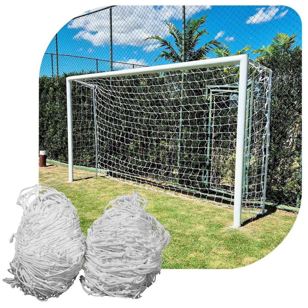 Par Rede Gol Society Suiço 5mts Caixote Fio 4mm Nylon