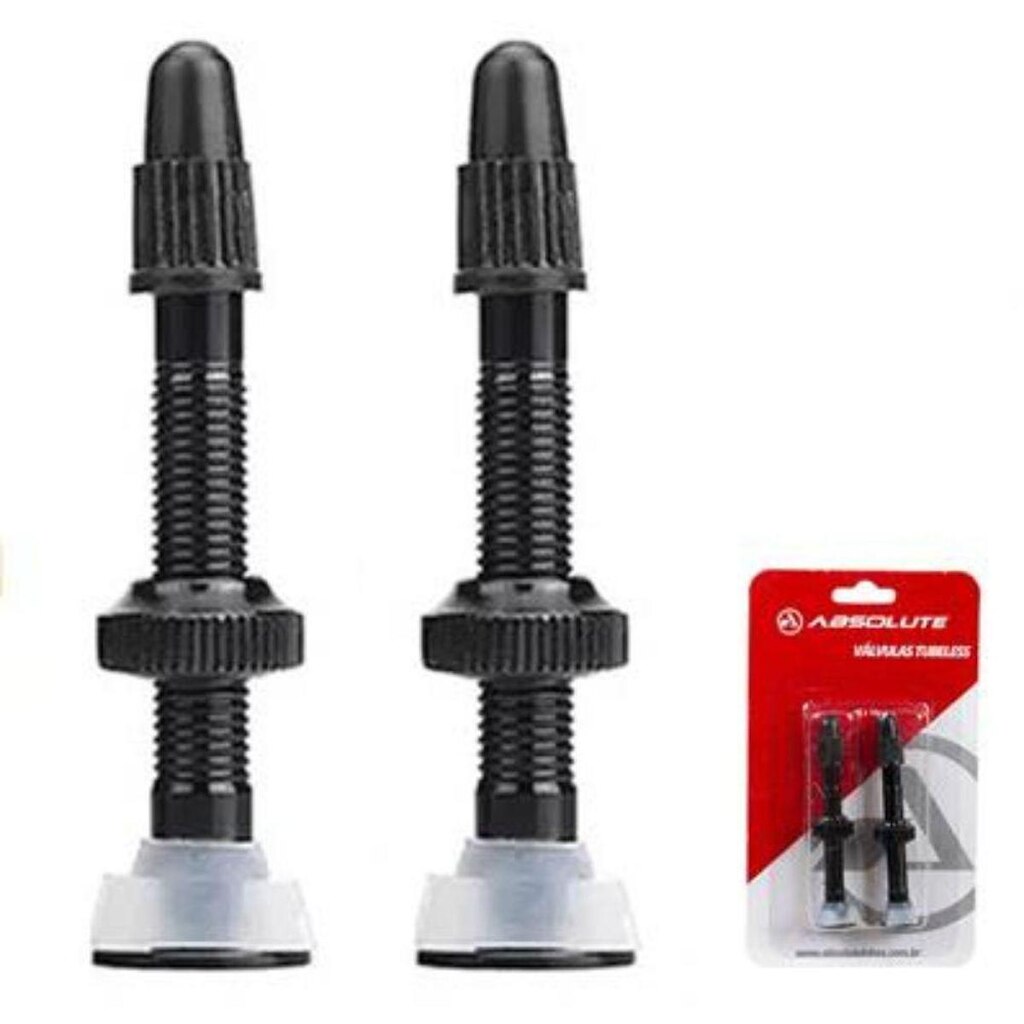 Par Válvula Bico Tubeless Absolute 48mm Alumínio Preto