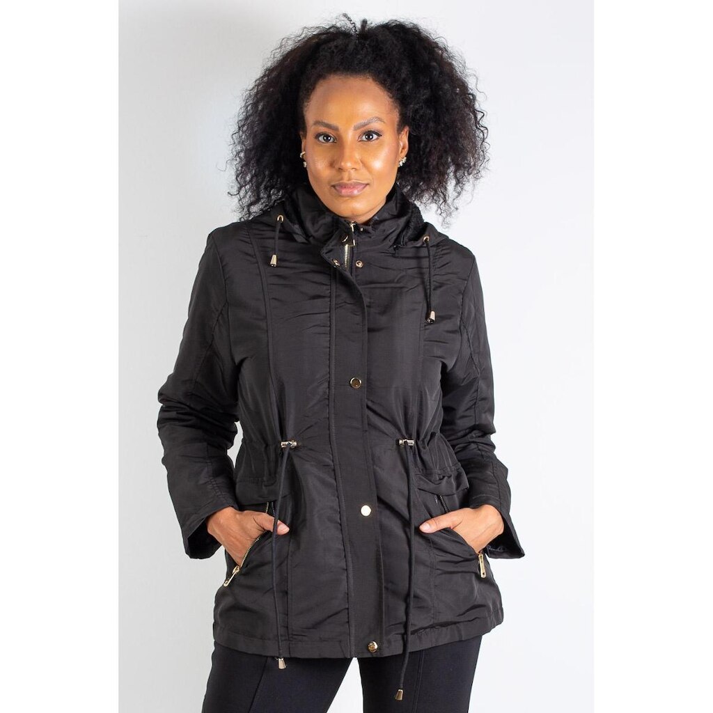 Parka feminina forrada com capuz 80105 - M - Verde militar