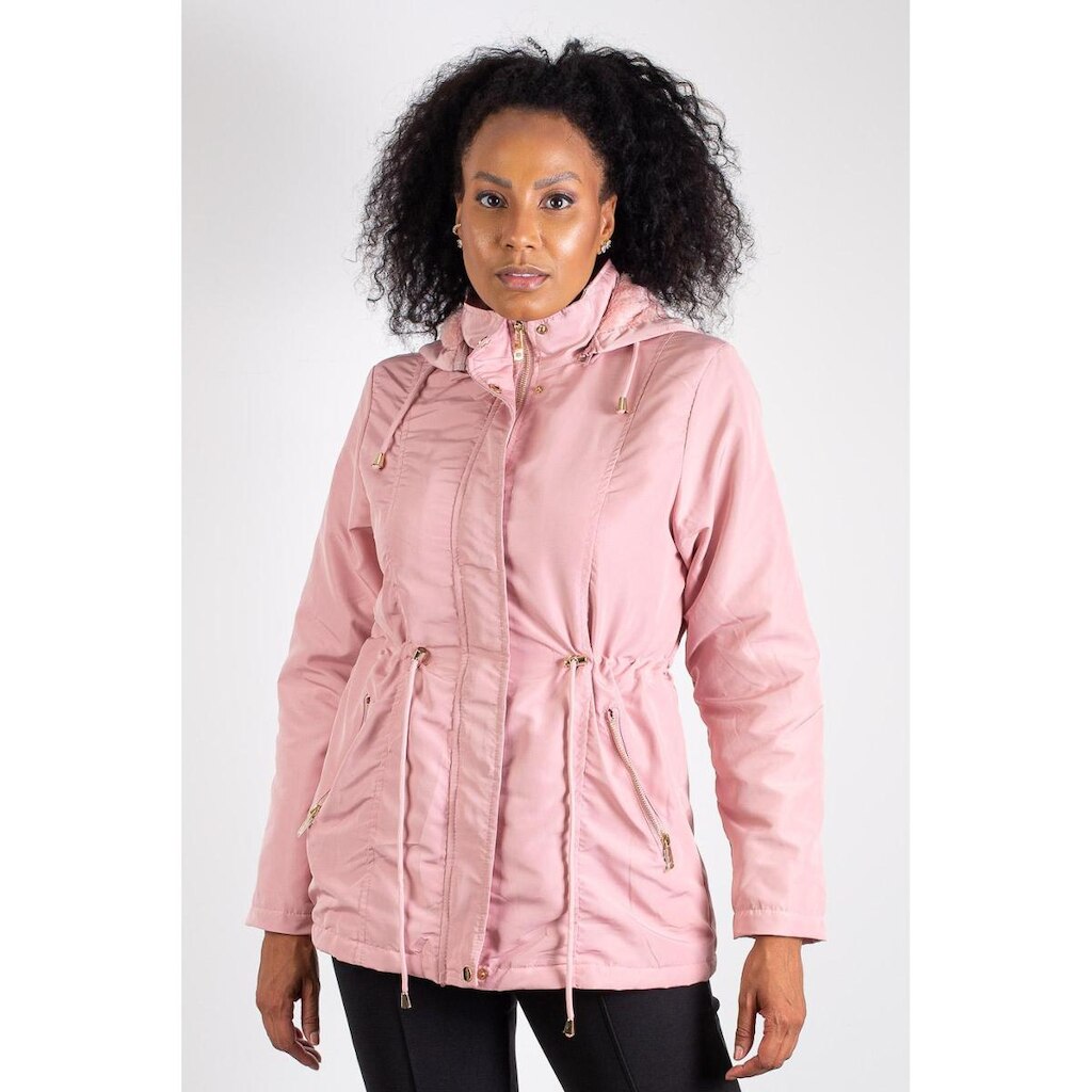 Parka feminina forrada com capuz 80105 - M - Verde militar