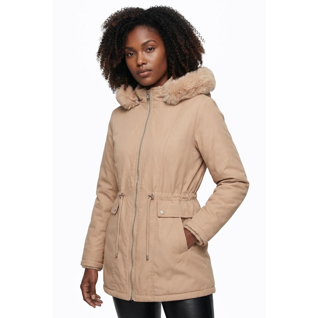 Parka feminina resinada dupla face com pelo 61469