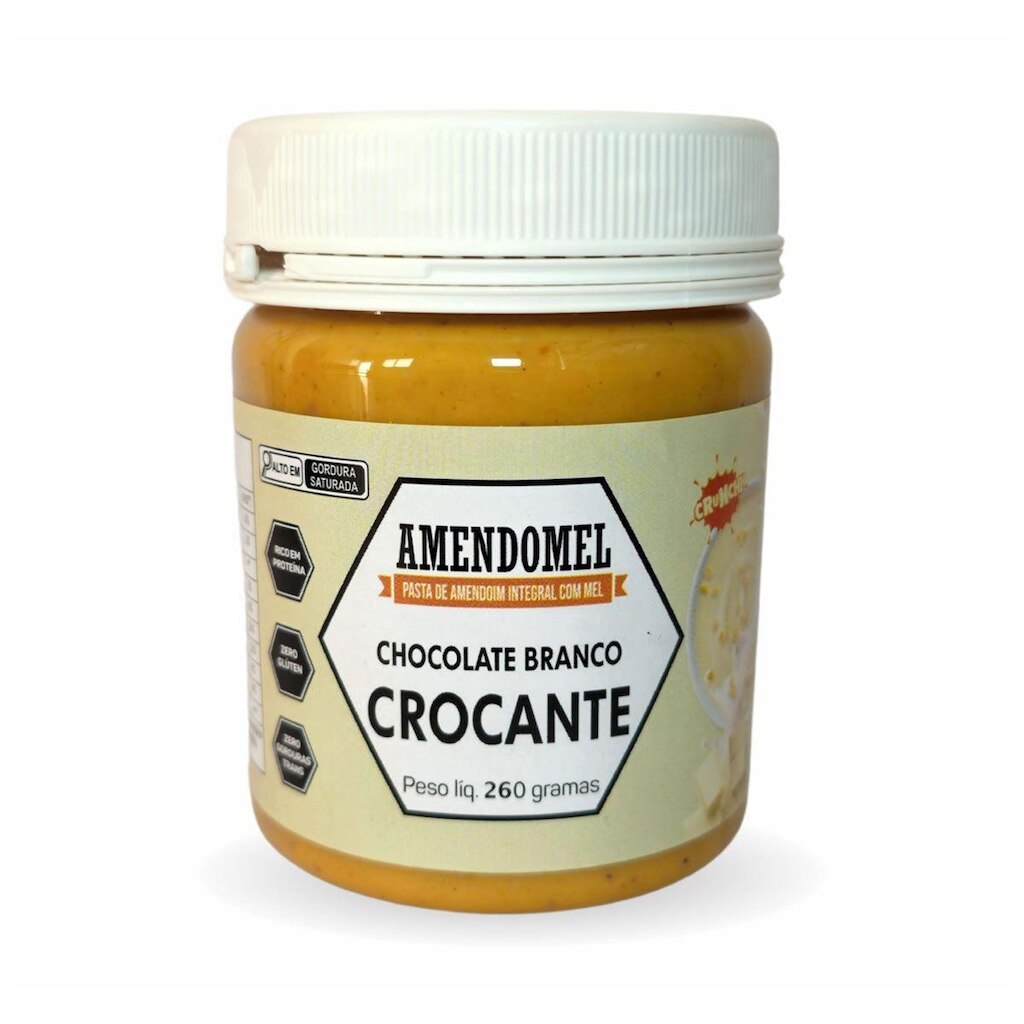 Pasta de Amendoim - 260g Chocolate Branco Crocante - Amendomel