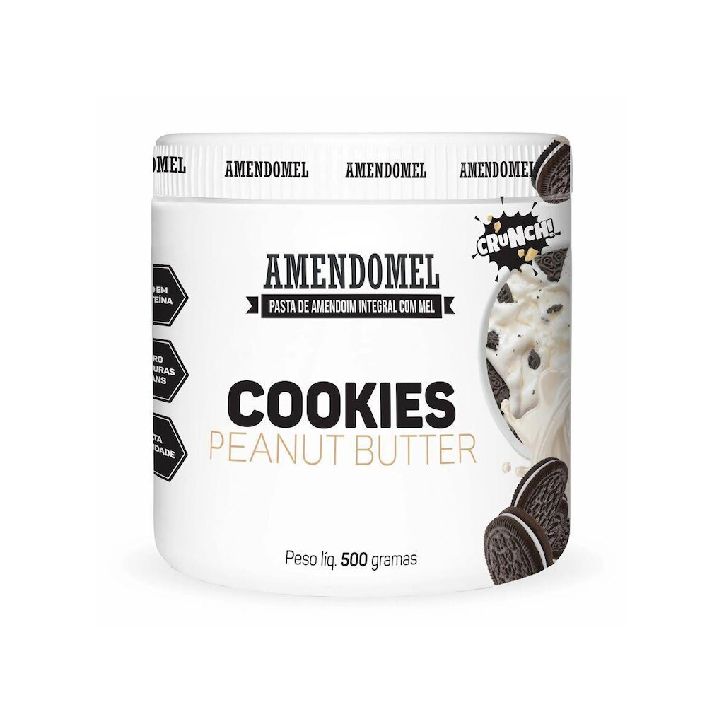 Pasta de Amendoim - 500g Chocolate Branco Com Cookies - AmendoMel