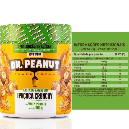 PASTA DE AMENDOIM 600G COM WHEY PROTEIN - DR PEANUT