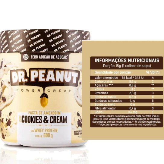 PASTA DE AMENDOIM 600G COM WHEY PROTEIN - DR PEANUT