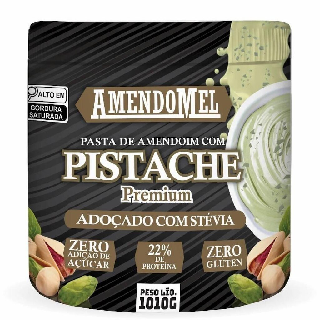 PASTA DE AMENDOIM INTEGRAL PISTACHE PREMIUM 1KG - AMENDOMEL