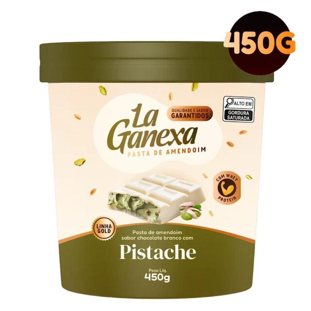 Pasta de amendoim La Ganexa Chocolate branco e Pistache 450g