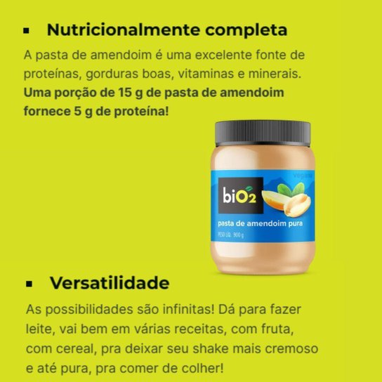 Pasta de Amendoim Pura BiO2 900g