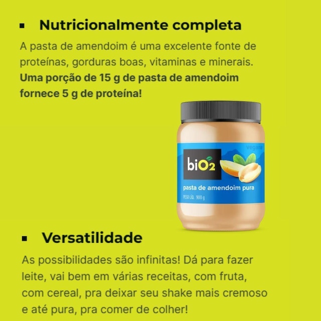 Pasta de Amendoim Pura BiO2 900g