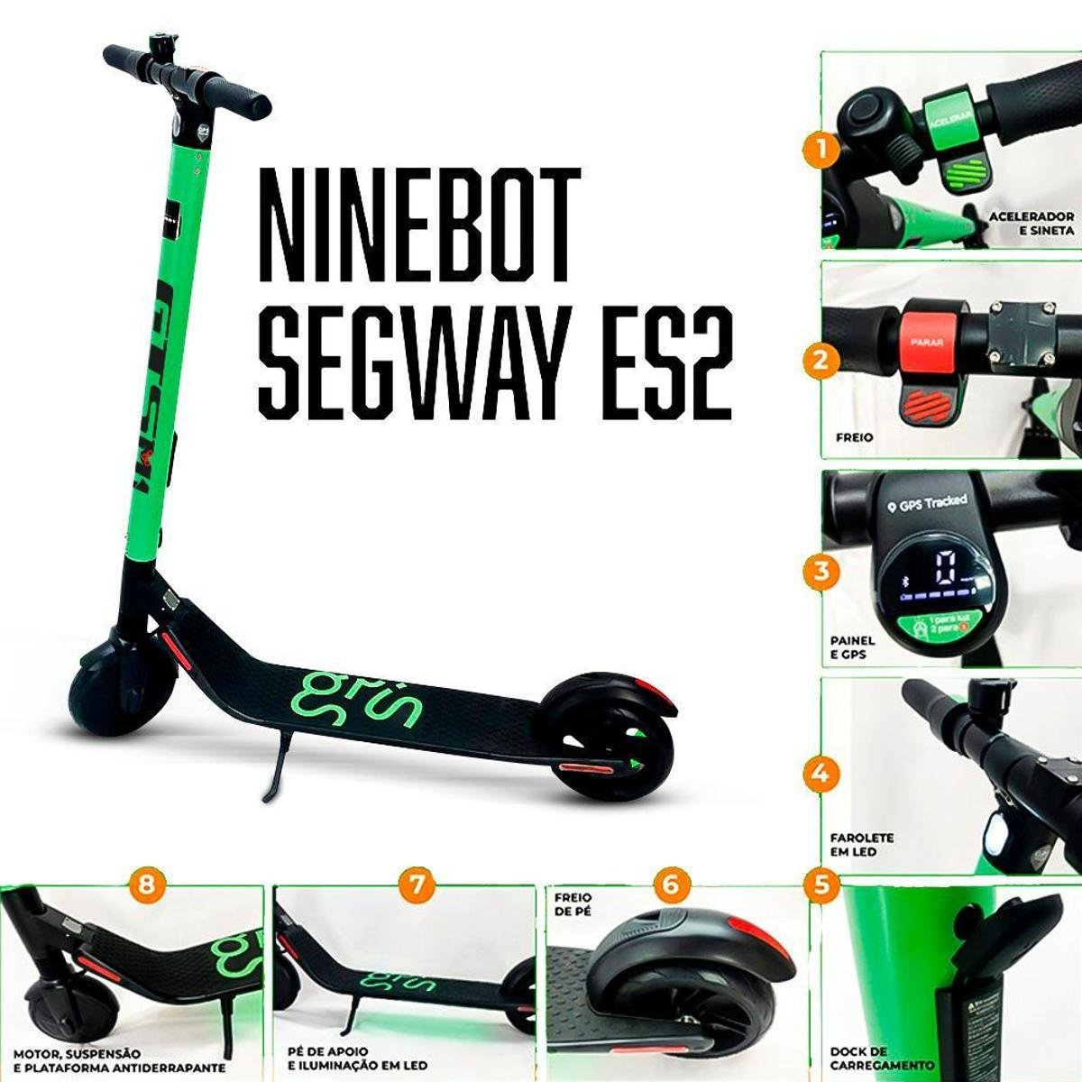 Patinete Elétrico NineBot Segway 300w ES2 GTSM1 Verde