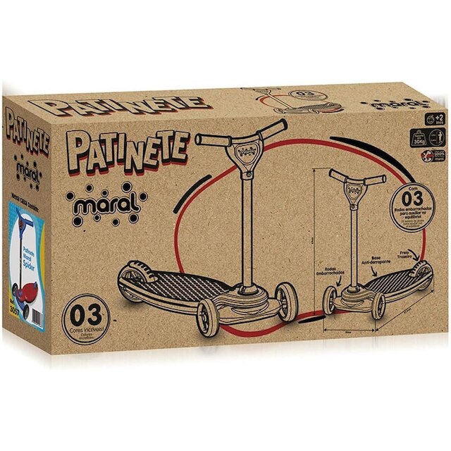 Patinete Spider Infantil 3 Rodas Vermelho Homem Aranha