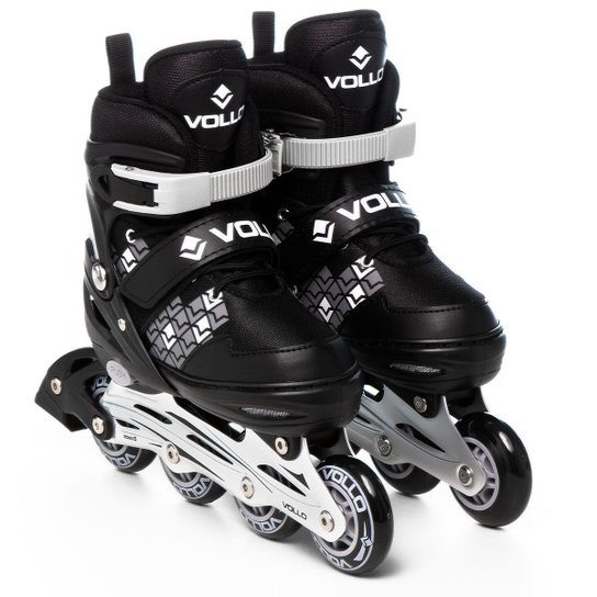 Patins In Line Ajustável 31-34 Cinza e Preto Vollo