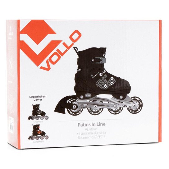 Patins In Line Ajustável 31-34 Cinza e Preto Vollo