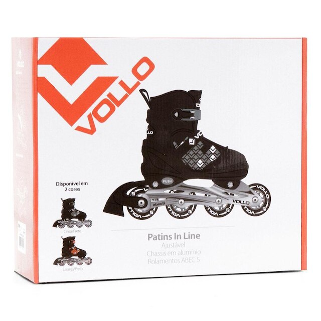 Patins In Line Ajustável 31-34 Laranja e Preto Vollo