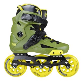 Patins Inline Freestyle Traxart R3 Verde/Amarelo - 110mm ABEC-9 Cromo