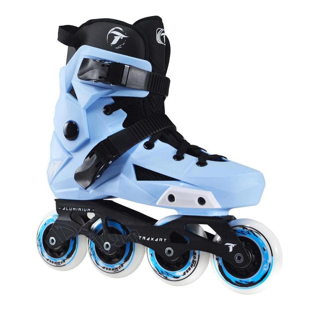 Patins Inline Freestyle Traxart Revolt Azul Claro - 80mm ABEC-9