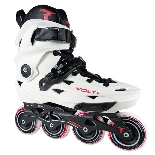 Patins Inline Freestyle Traxart Volt + 2.0 Branco - 80mm ABEC-9 - Branco+Azul Menor preço em Patins Inline Freestyle Traxart Volt + 2.0 Branco - 80mm ABEC-9 - Branco+Azul