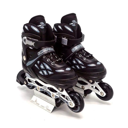 Patins Inline Roller Semi Profissional Base Alumínio Rolamentos Abec 7 PRETO - Preto Menor preço em Patins Inline Roller Semi Profissional Base Alumínio Rolamentos Abec 7 PRETO - Preto