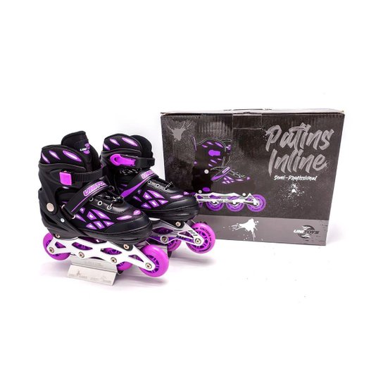 Patins Inline Roller Semi Profissional Base Alumínio Rolamentos Abec 7 ROXO - Roxo Menor preço em Patins Inline Roller Semi Profissional Base Alumínio Rolamentos Abec 7 ROXO - Roxo