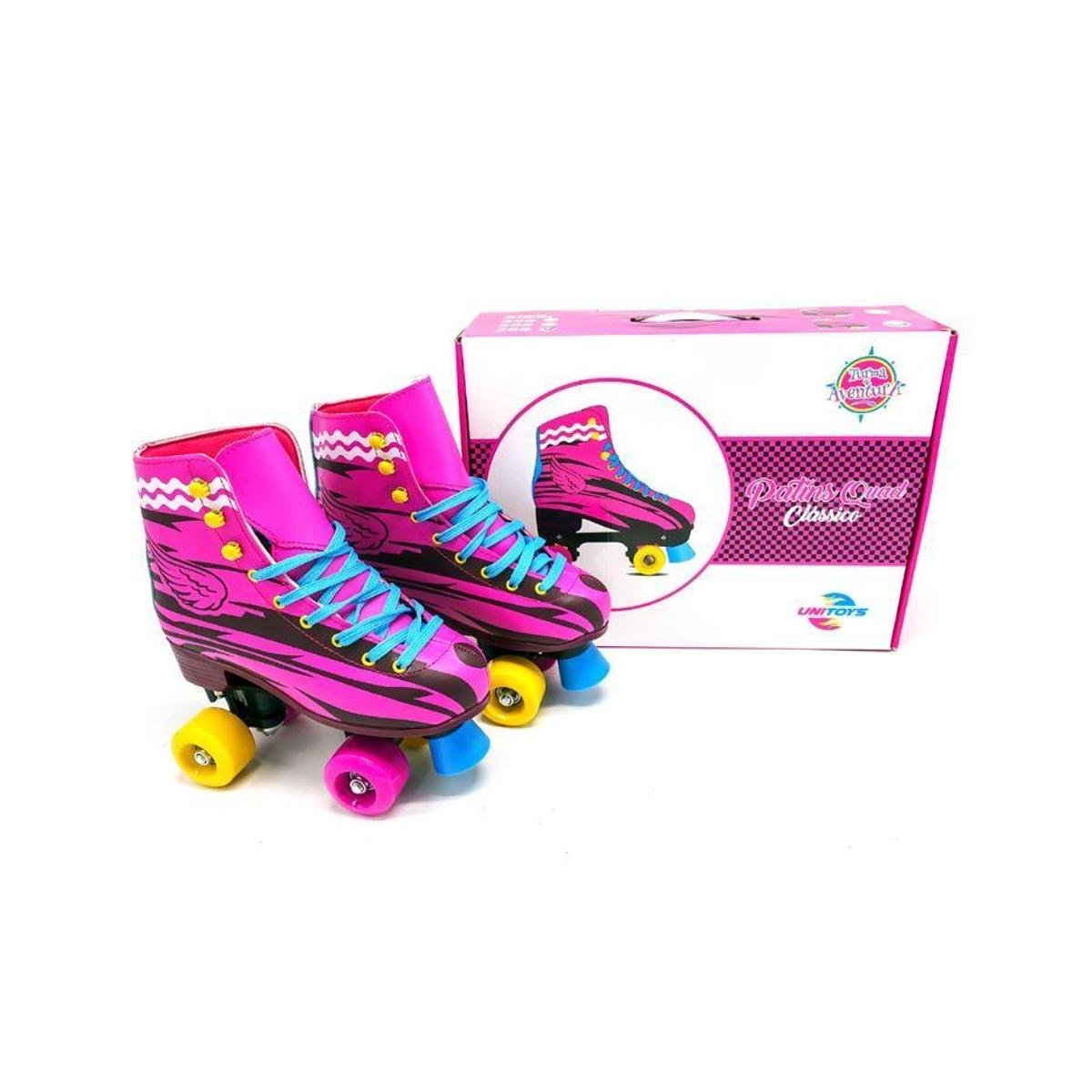 Patins Quad Infantil Feminino 4 Rodas Preto Unitoys Menor preço em Patins Quad Infantil Feminino 4 Rodas Preto Unitoys
